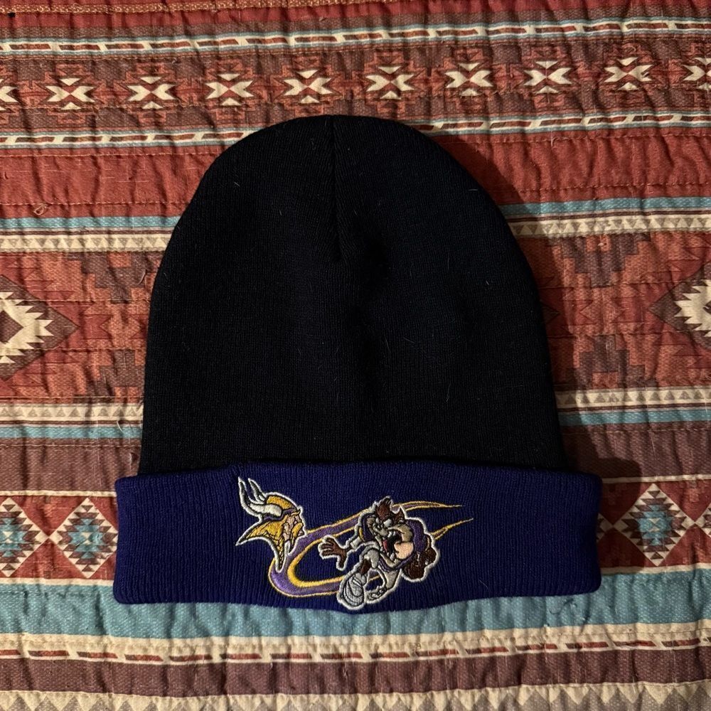 Vintage 1999 looney tunes Black and purple Beanie Taz